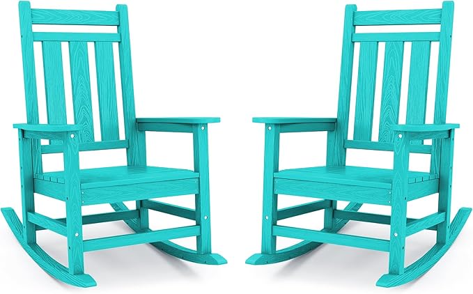 Oversized Outdoor Rocking Chair Set of 2, HDPE Patio Rockers, Aruba | | by KINGYES