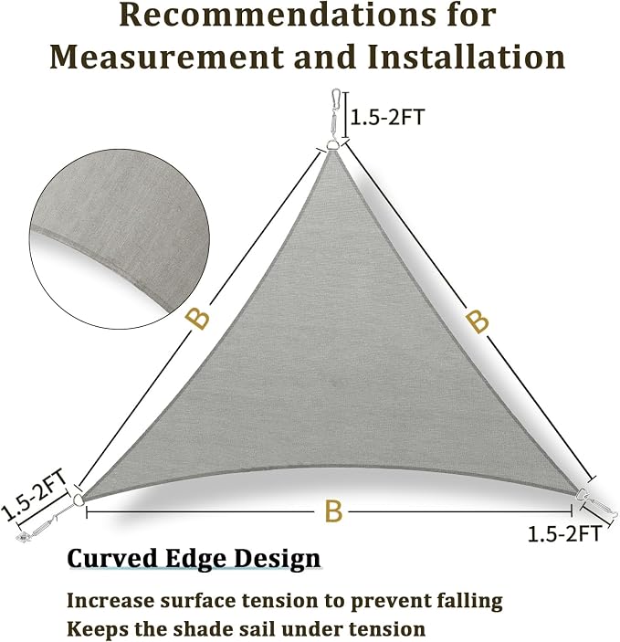 Shade&Beyond Custom Sun Shade Sail 10'x14'x17.2' Triangle Sun Sail Shades Patio - Image 5
