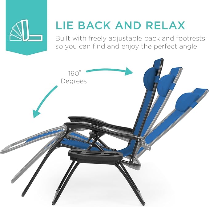 Best Choice Products Set of 2 Adjustable Steel Mesh Zero Gravity Lounge Chair - Image 4