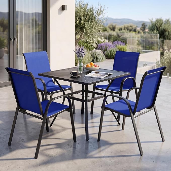Tangkula Stackable Patio Dining Chairs Set of 4, Outdoor Armchairs - Image 2