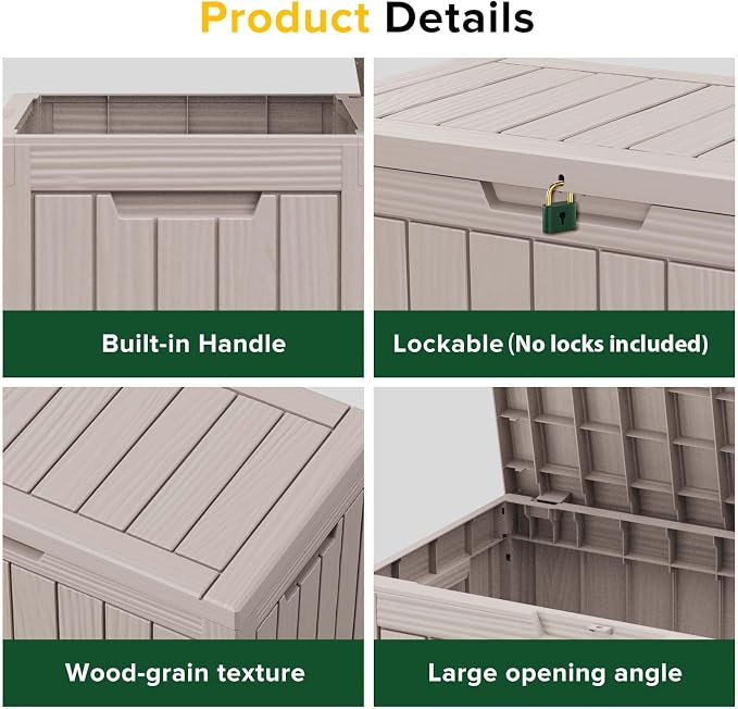 50 Gallon Outdoor Storage Box Waterproof Lockable Deck Boxes | UV Resistant - Image 7