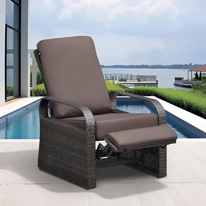 Outdoor Recliner, Aluminum Frame Patio Chaise Lounge Chairs - Image 3