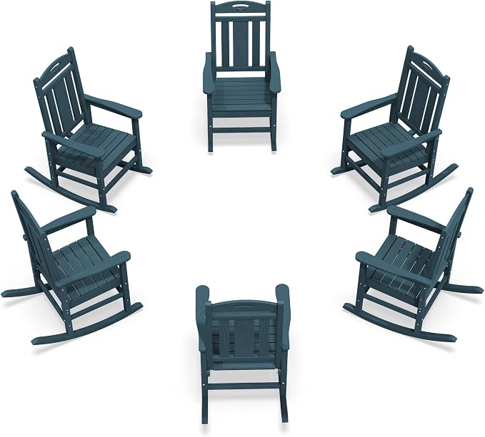 Oversized Outdoor Rocking Chairs Set of 6, 380lbs Heavy-Duty Large Patio Rocker by CIOKEA
