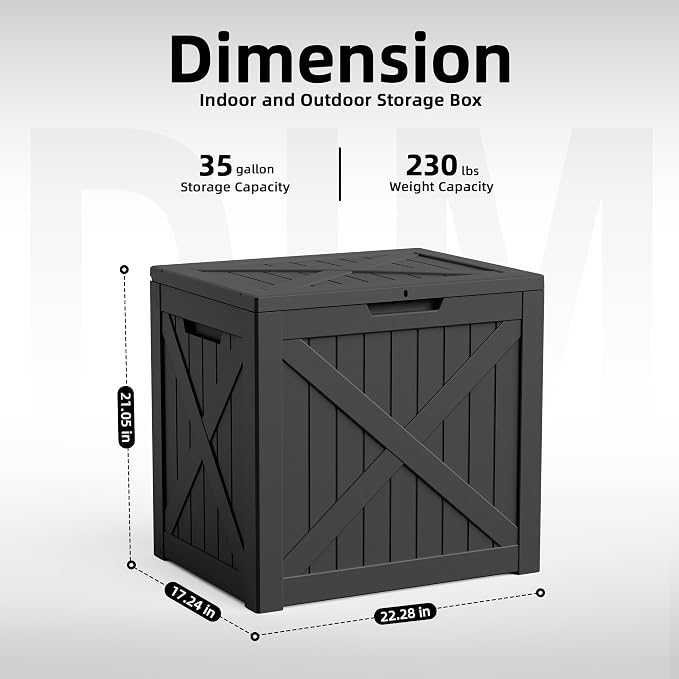 35 Gallon Outdoor Storage Box Waterproof Weatherproof Deck Box | Lockable - Image 7