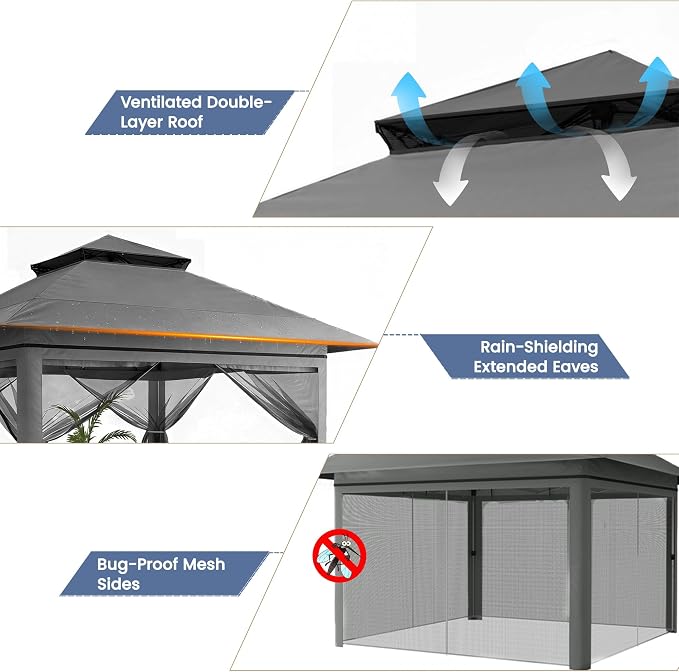 Driftalia 13x13 Pop Up Gazebo for Patio, Deck - Image 4