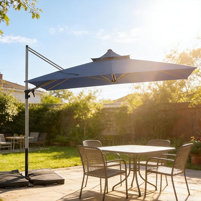 Patio Umbrella, Rectangle Outdoor Cantilever Umbrella, Aluminum Offset Umbrella - Image 2