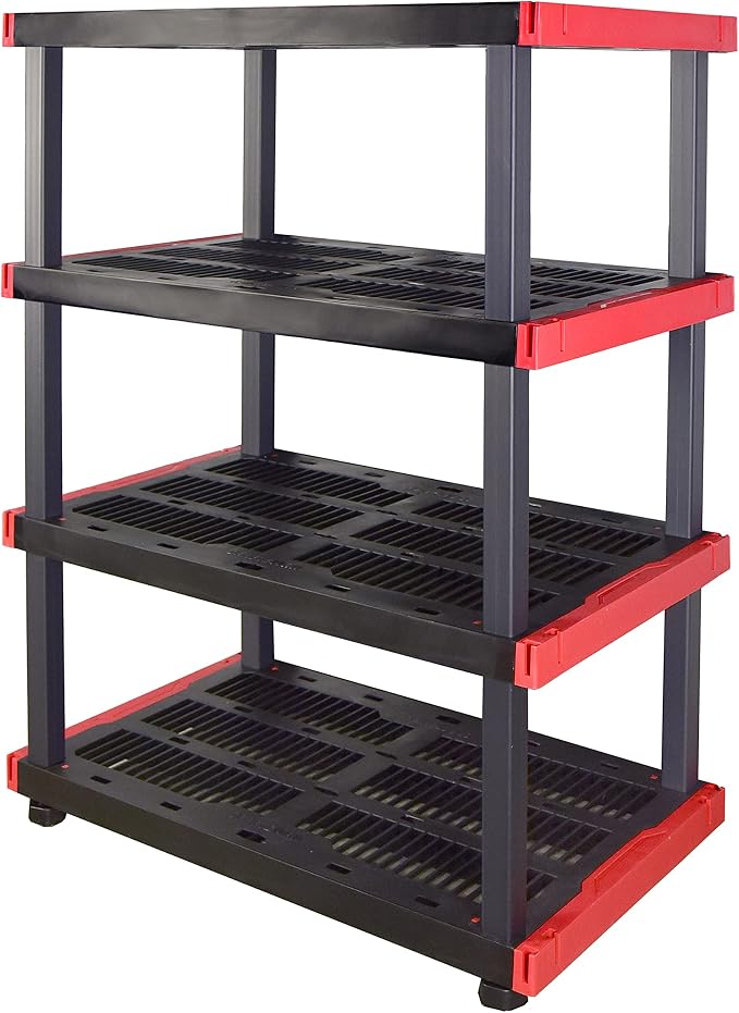 CX Craftsman 4-Tier Heavy Duty Plastic Storage Shelves, Garage Organization | by BLACKYELLOW