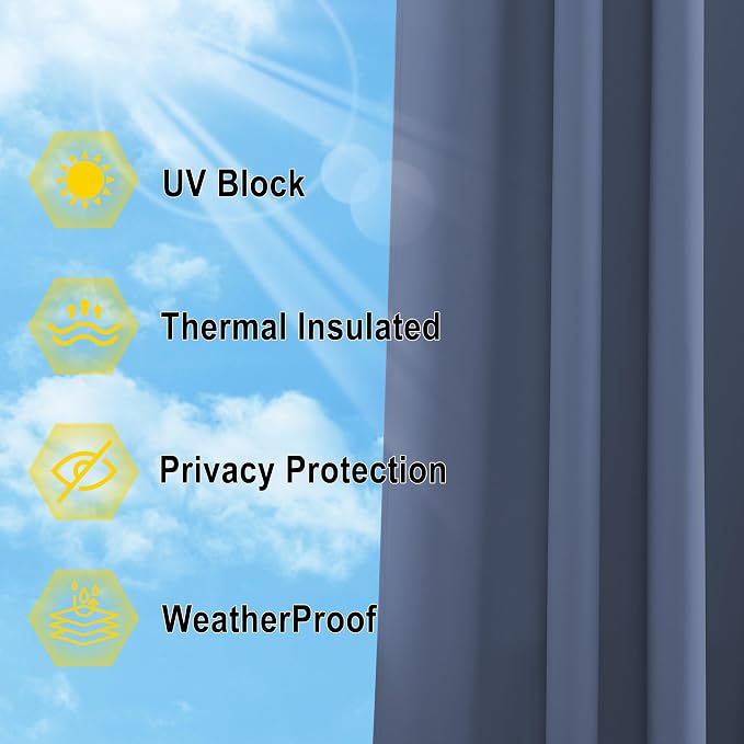 NICETOWN Fade Resistant Patio Curtains Outdoor Waterproof, Fade-Proof Curtains - Image 7