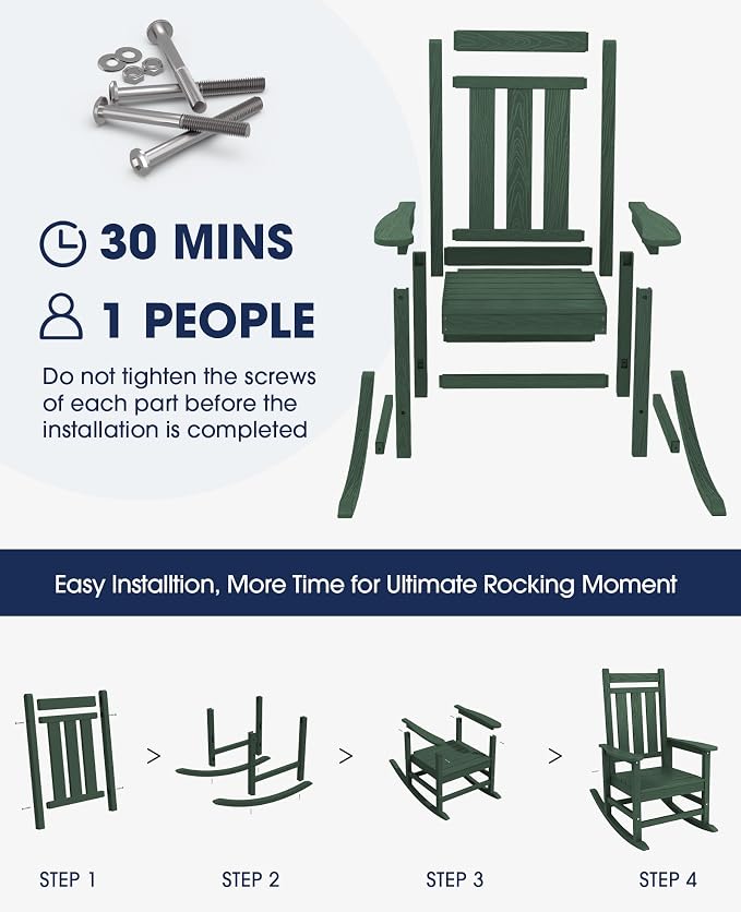 Oversized Outdoor Rocking Chair, HDPE Patio Rockers - Image 8