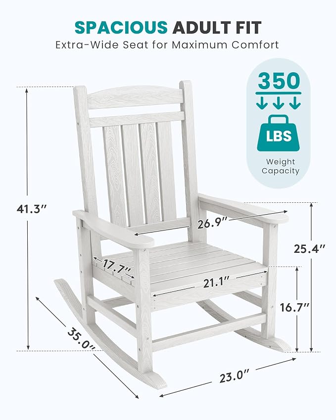 SERWALL Outdoor Rocking Chair Set of 4, Patio Rocking Chair, Porch Rocker - Image 3