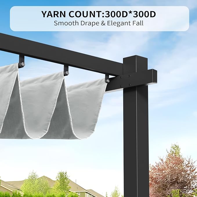 Mrsenloi 10 x 10 Pergola Shade Cover Replacement, Top Only, Retractable Sun - Image 2