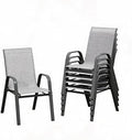 Stackable Outdoor Patio Dining Chairs Set of 6 – High Back Armchairs, by Unknown