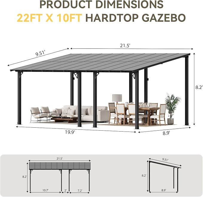 Aoxun 22’x10’ Gazebo for Patio, Gazebo Pergola - Image 2