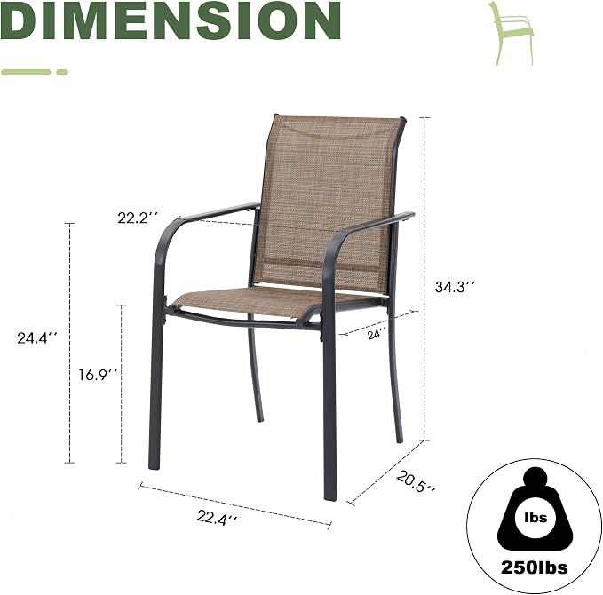 Outdoor Chairs Set of 6, Stackable Patio Dining Chairs - Image 3