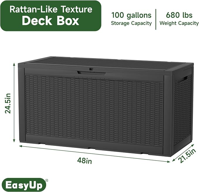 120 Gallon Waterproof Resin Outdoor Storage Box, Weatherproof Outdoor Bin - Image 2