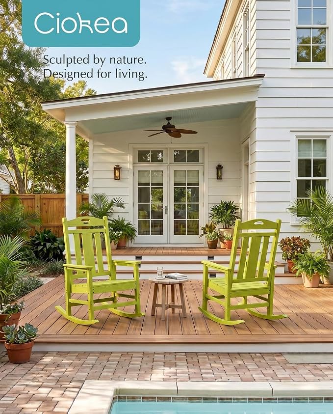 Oversized Outdoor Rocking Chairs Set of 2, 380lbs Heavy-Duty Large Patio Rocker - Image 2