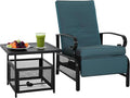 Incbruce 2 Pieces Outdoor Lounge Recliner Set, Adjustable Metal Recliner Sofa by Incbruce