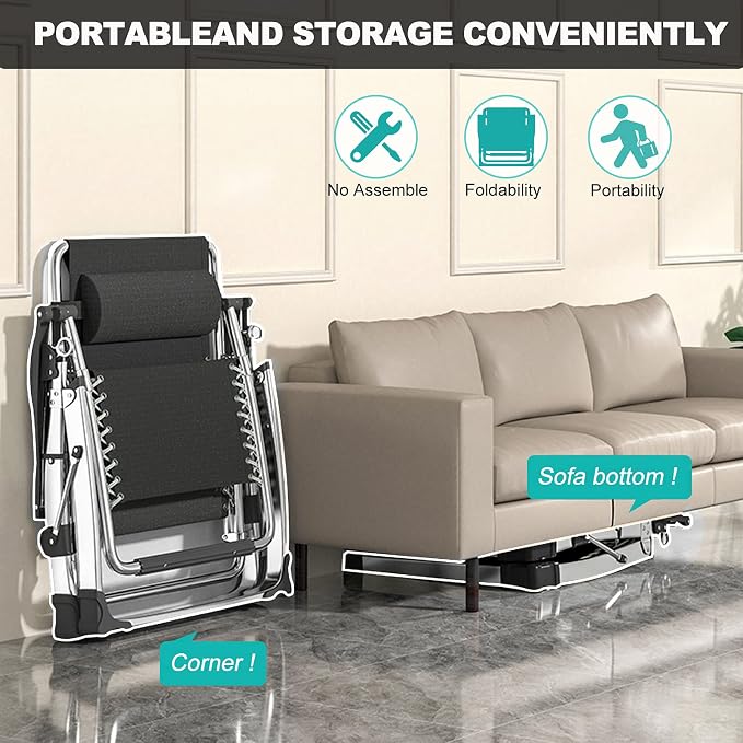 MOPHOTO Zero Gravity Chair, Outdoor Padded Lounge Chair - Image 7