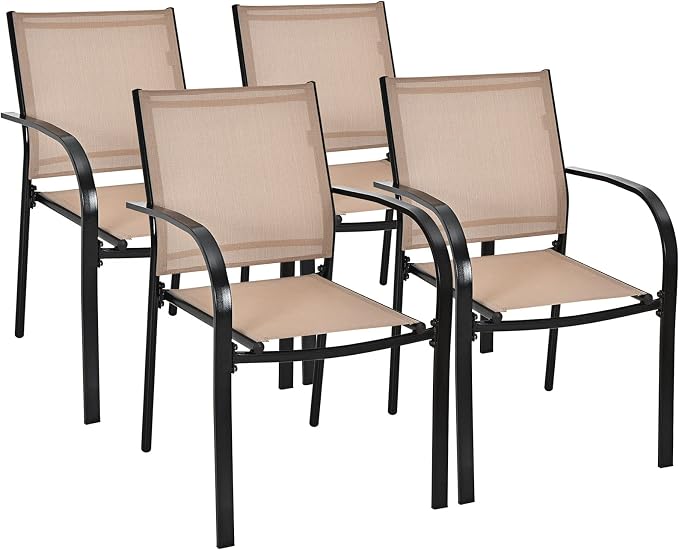 GIANTEX Set of 4 Outdoor Patio Chairs, Stackable Lawn Chairs - Image 9