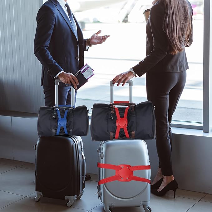 Adjustable Luggage Straps, Suitcase Elastic Strap Bag Bungee with Buckles Travel Accessories - Fitting for(Travel/Add A Bag/Securing Luggage), 27-66 Inch & 2Pcs & Green