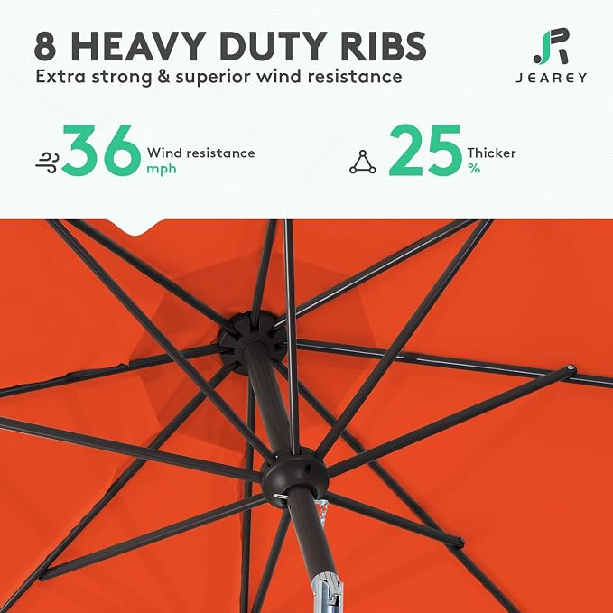JEAREY 9FT Outdoor Patio Umbrella, Market Umbrella, Tilt & Crank UV Protection - Image 5