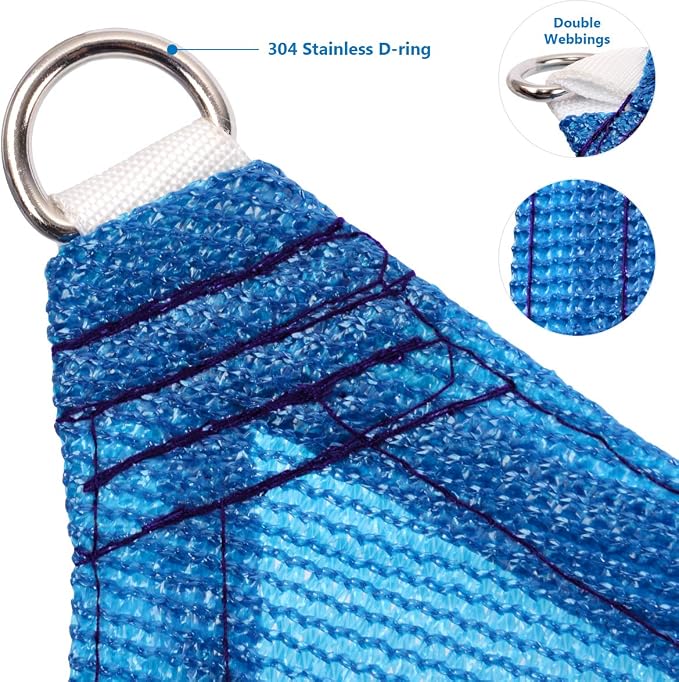 Eden's Decor Straight Flat-Edged Sun Shade Sail Rectangular 4' x 13' Blue - Image 2