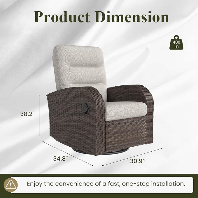 Oversized Wicker Outdoor Swivel Glider Recliner - Image 2