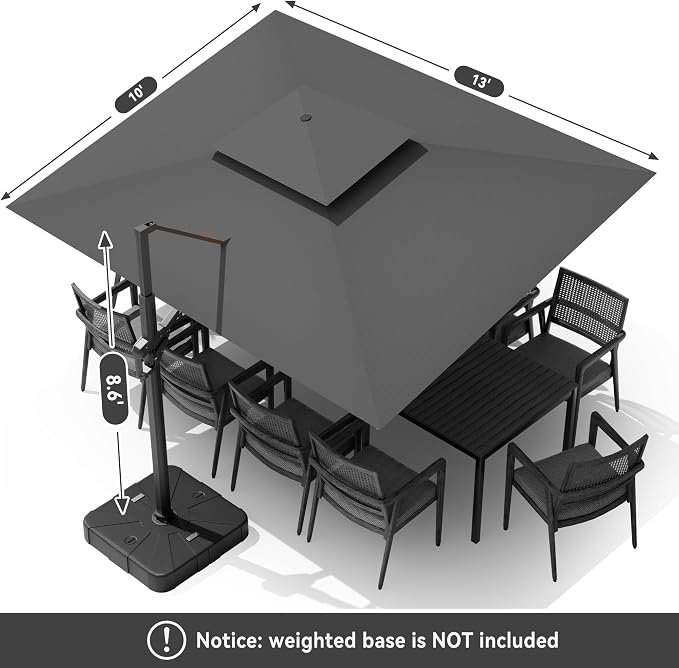 10x13FT Cantilever Patio Umbrella - Image 9