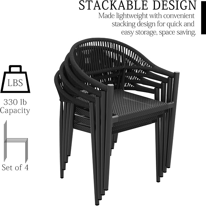 TWT Patio Dining Chairs Outdoor Stackable - Image 4