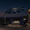 PURPLE LEAF Cantilever Patio Umbrella 11ft Round Solar LED Light, Support to by PURPLELEAF