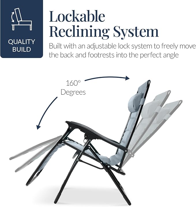Best Choice Products Oversized Padded Zero Gravity Chair, Folding Outdoor Patio - Image 7