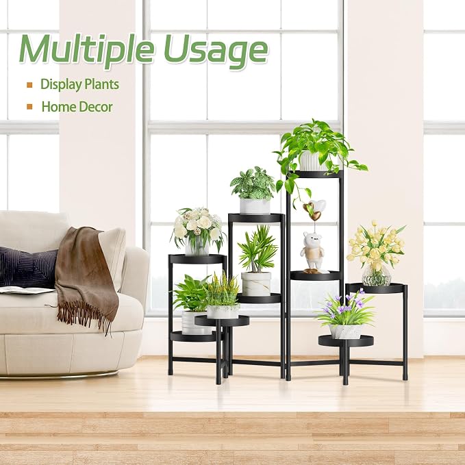 iDavosic.ly Plant Stand Indoor Outdoor, 9 Tier Metal Corner Shelf, Folding - Image 5
