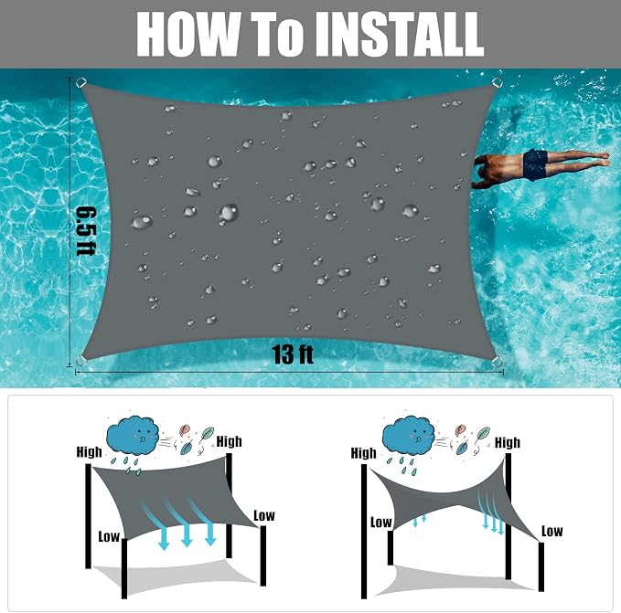 Neween Waterproof Sun Shade Sail Rectangle UV Block Canopy - Image 5