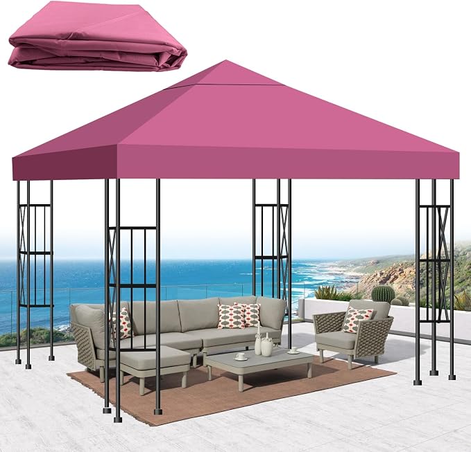 10x10 Gazebo Canopy Replacement Top, 300D High-Density Waterproof Single Layer by Bsteciar