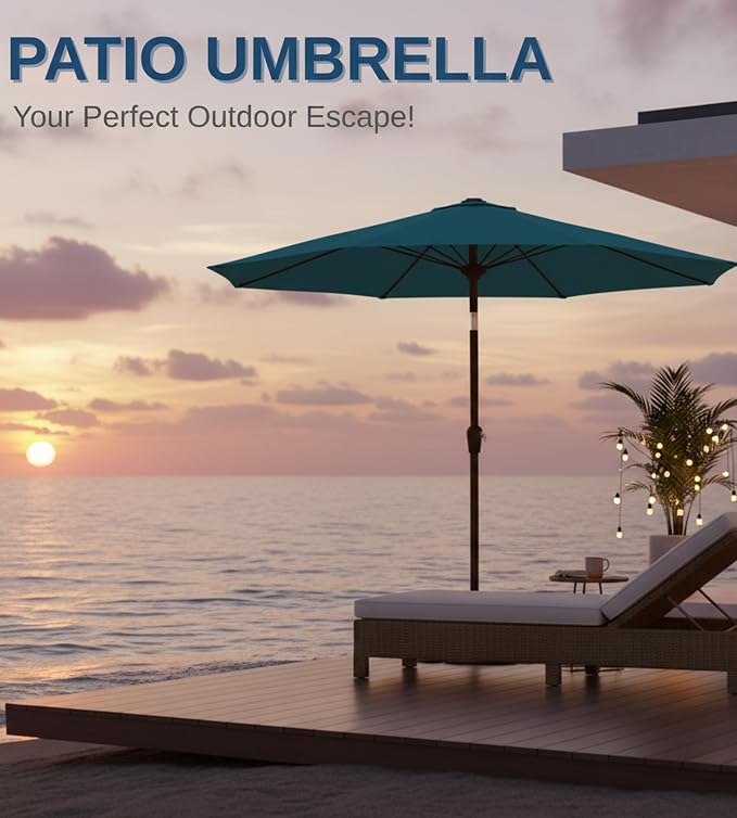 9FT Auto-Tilt Patio Umbrella|Outdoor Market Table Umbrella - Image 8