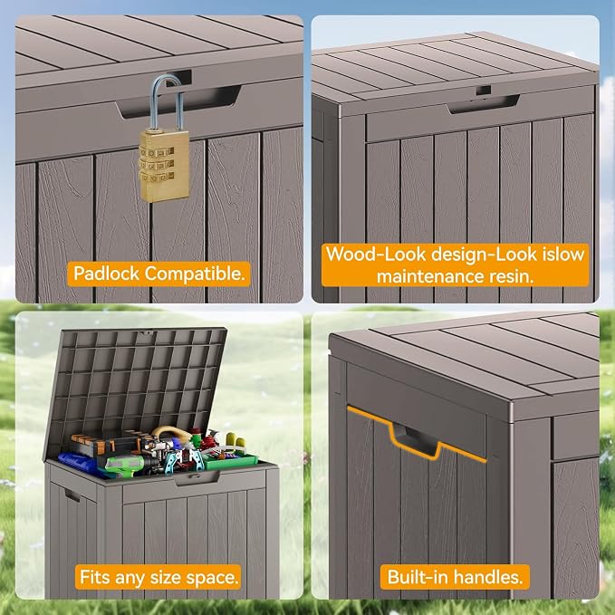 Deck Box, 32 Gallon Resin Indoor and Outdoor Storage Boxes Waterproof - Image 3