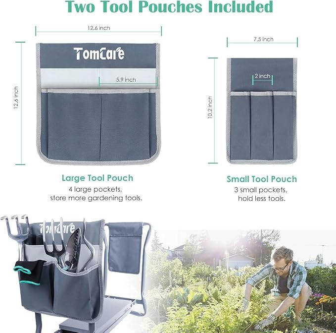 TomCare Garden Kneeler and Seat, Sturdy Garden Bench, Foldable Garden Stool | - Image 6