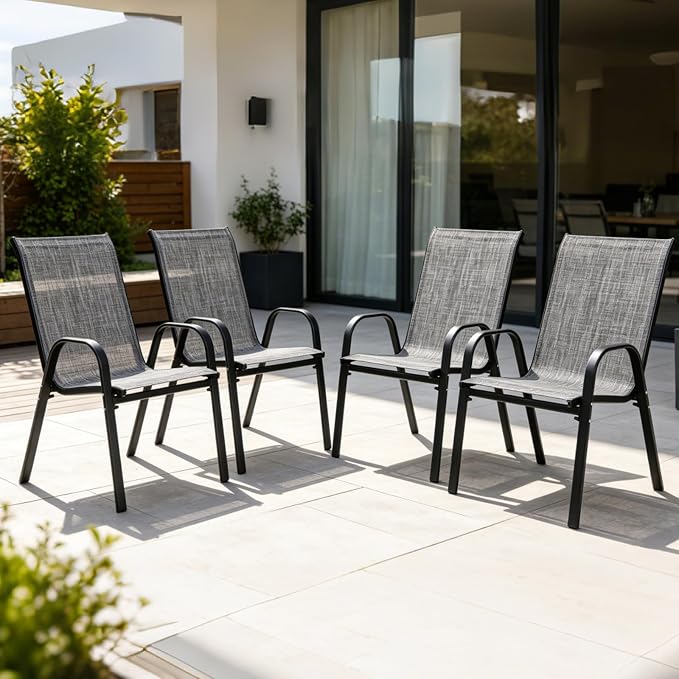 Majnesvon Outdoor Patio Chairs Set of 4, Stackable Patio Chairs, Front Porch by Majnesvon