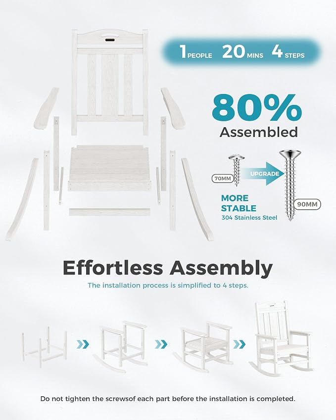 Oversized Outdoor Rocking Chair, High Back Patio Rocker - Image 9