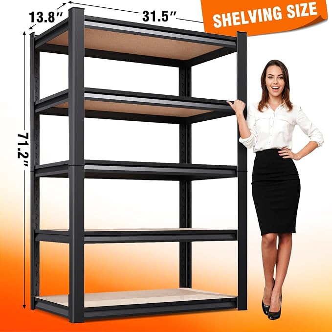 3Pack Garage Shelving, 2500lbs Storage Shelves, Adjustable Heavy Duty Shelving - Image 2