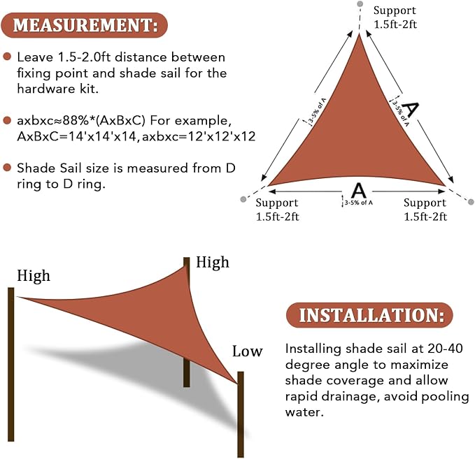 Shade&Beyond Custom Sun Shade Sail 5'x7'x8.6' Triangle Sun Sail Shades Patio UV - Image 6