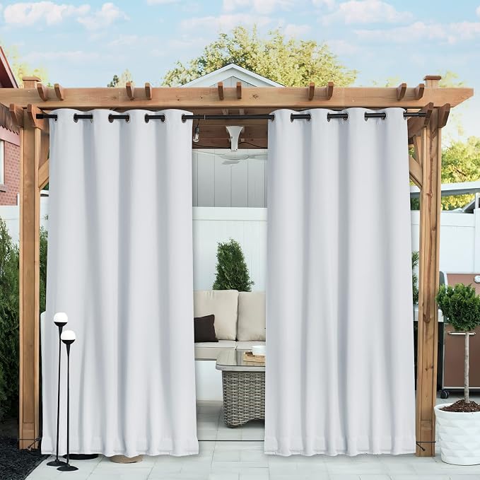 NICETOWN 2 Panels Outdoor Curtains Bottom Fixed by NICETOWN