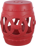 JONATHAN Y Lucky Coins 16" Ceramic Garden Stool Side Table, Matte Red | by JONATHANY