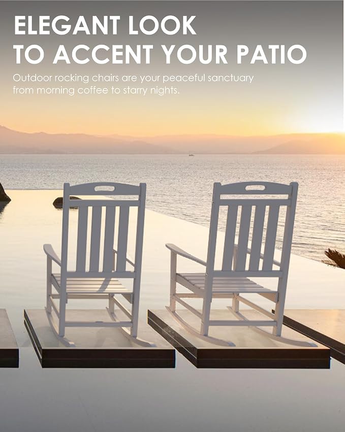 Outdoor Rocking Chair, All-Weather Resistant Poly Lumber Rocker Chair Outdoor - Image 6