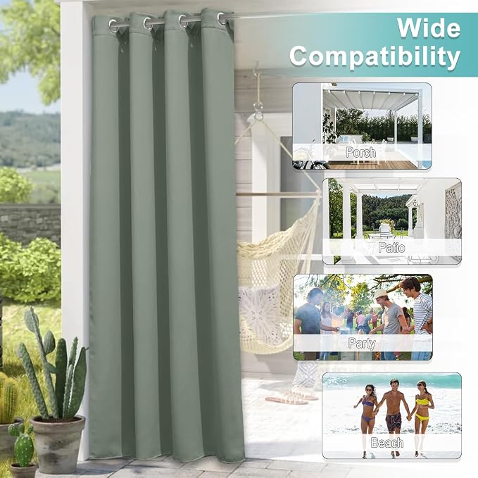 NICETOWN Patio Curtain for Outdoor Waterproof 120 inch Long, Extra Long - Image 8