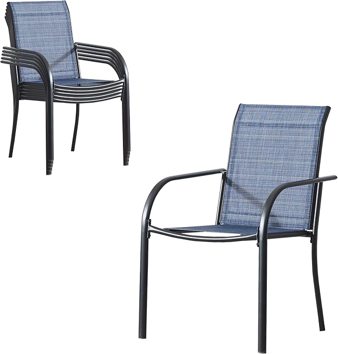 Stackable Patio Chairs Set of 6, Outdoor Dining Chairs - Image 3