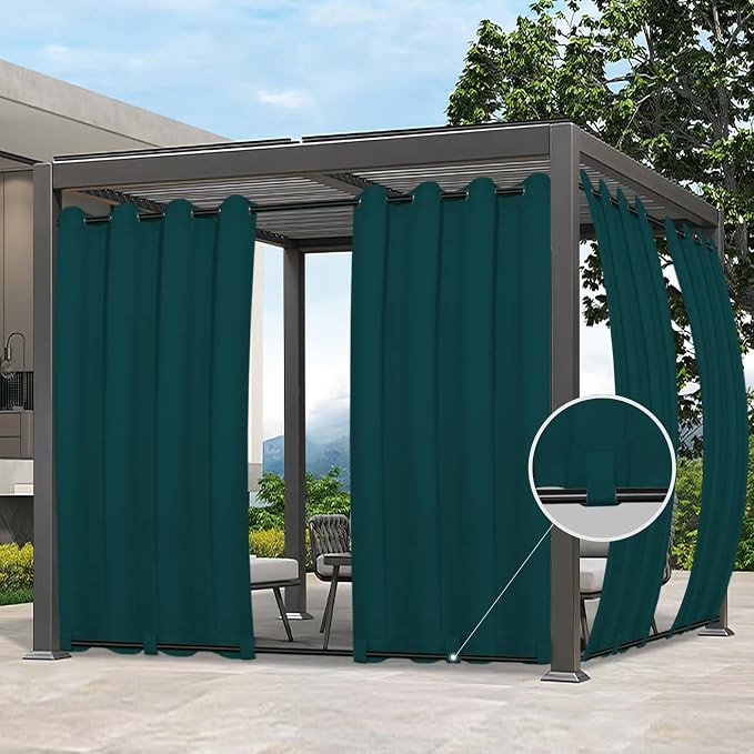 Easy-Going Outdoor Curtains for Patio 1 Panel, 54x120 inch, Teal | Waterproof by Easy-Going