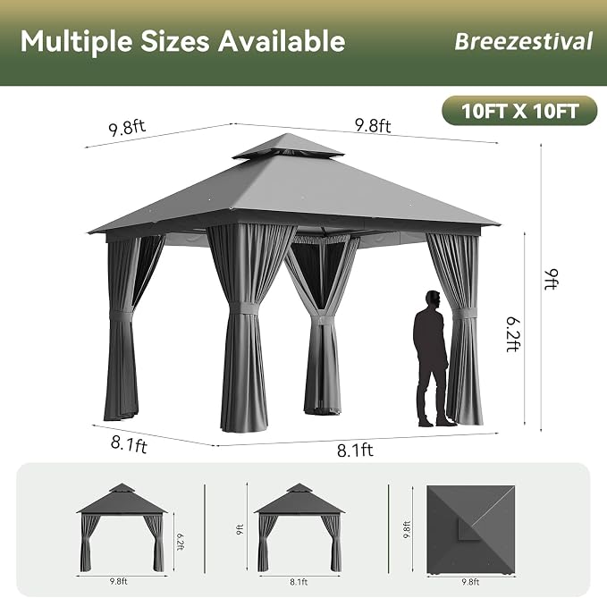10'x10' Gazebo, Metal Frame Canopy - Image 2