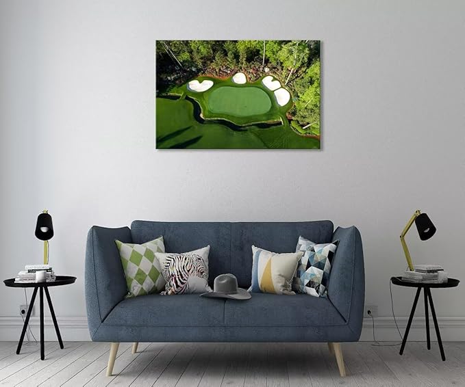 chenchenArt Augusta Golf Course Wall Art for Living Room Bedroom Bathroom Home Decorations Augusta National Golf Course Canvas Prints Modern Artwork Framed Ready to Hang(12''H x 16''W)