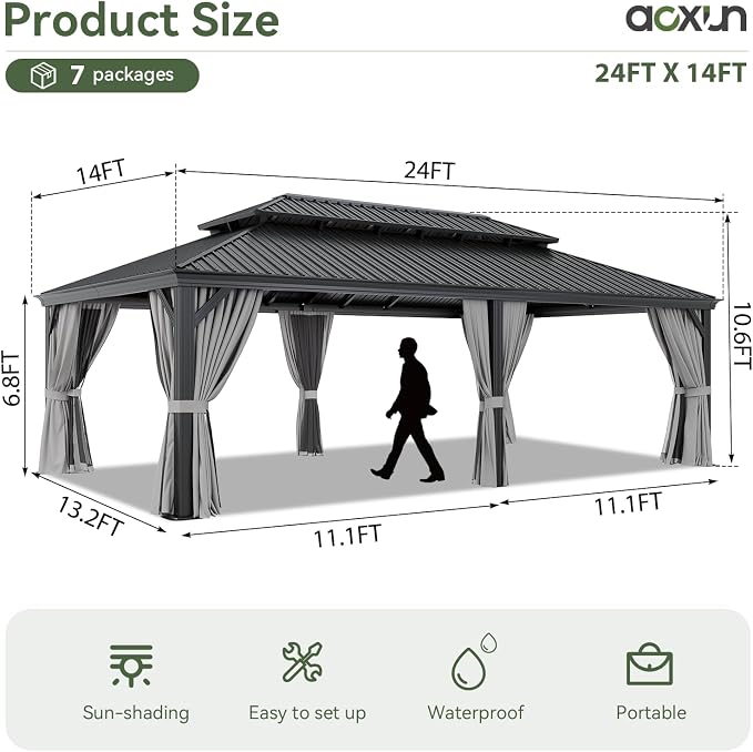 Aoxun Hardtop Gazebo 14x24 - Image 9
